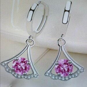 Elegant Silver and Pink Crystal Earrings
